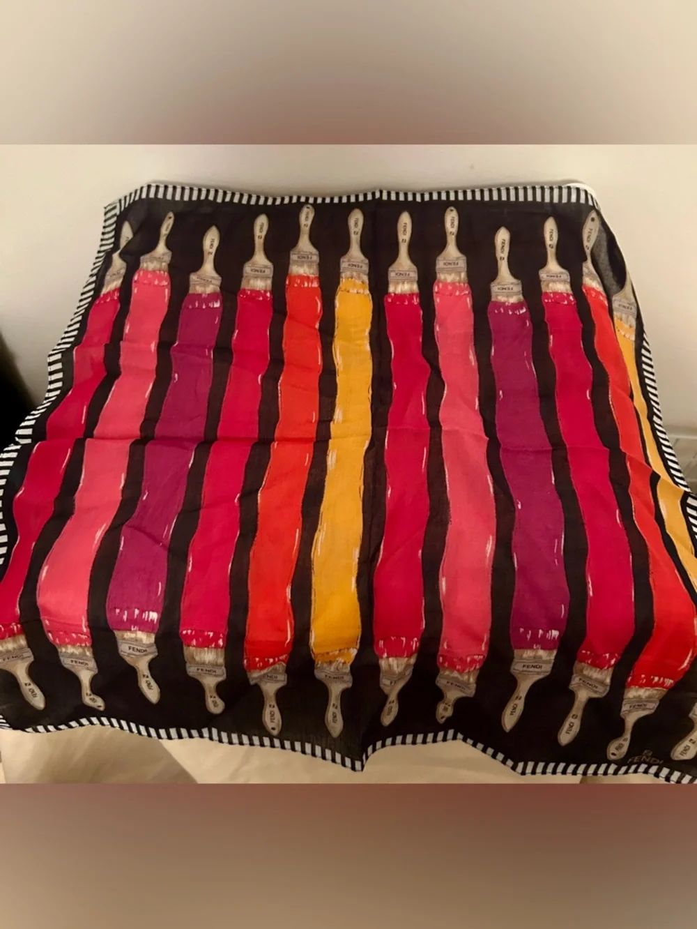 Vintage Fendi Pequin striped tote bag.  Fendi Scarf and Dustbag included - Picture 15 of 16